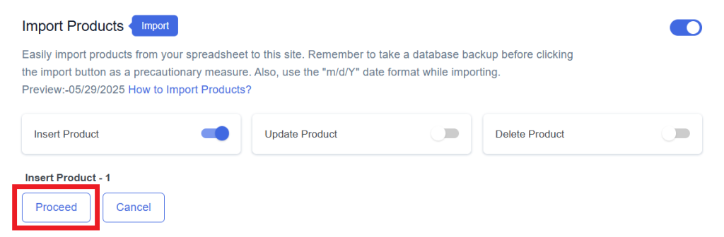 Insert Proceed Products