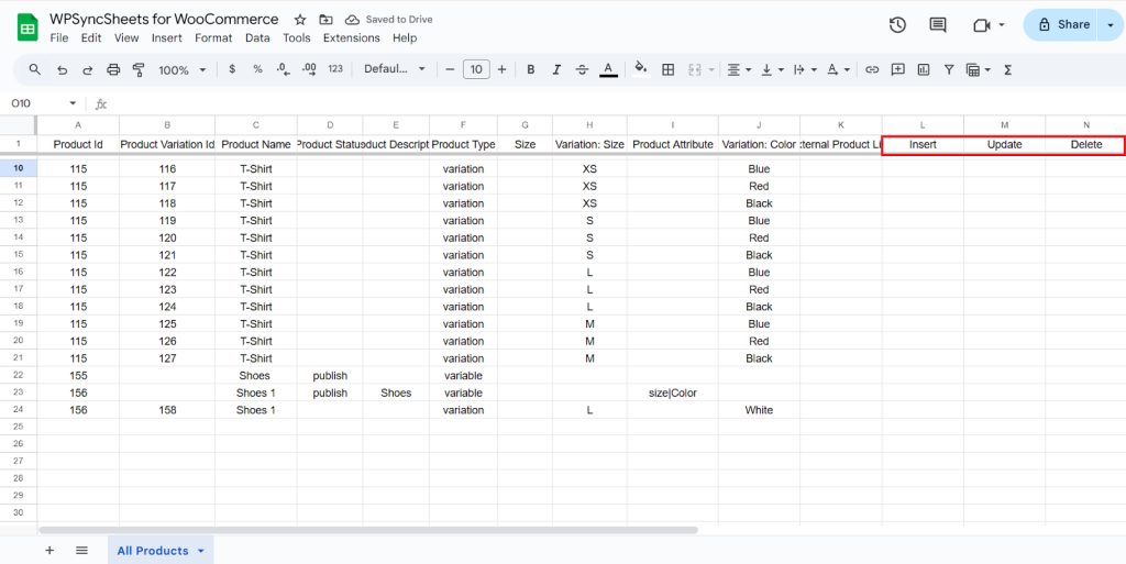 Original Spreadsheet