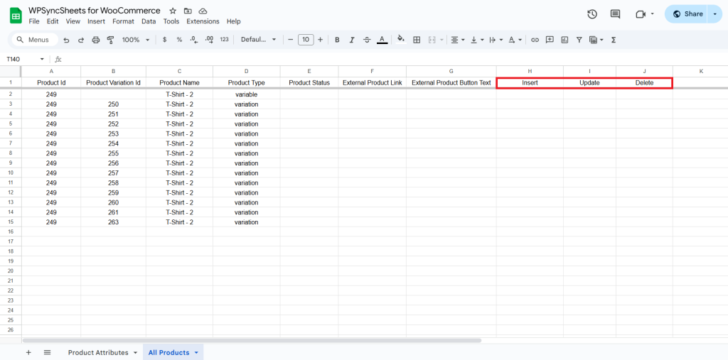 Original Spreadsheet