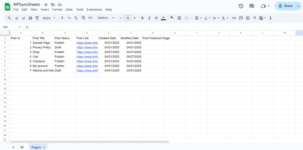 Original Spreadsheets