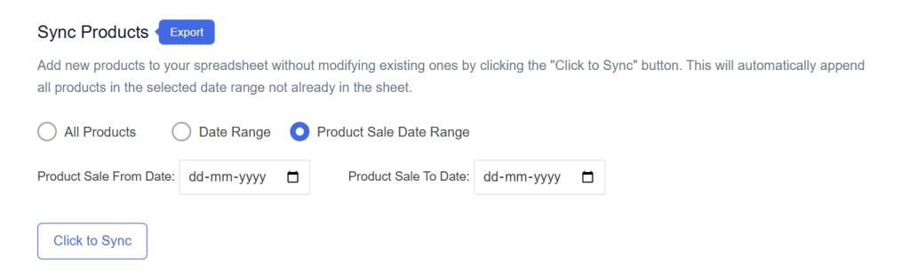 Product Sale Date Range