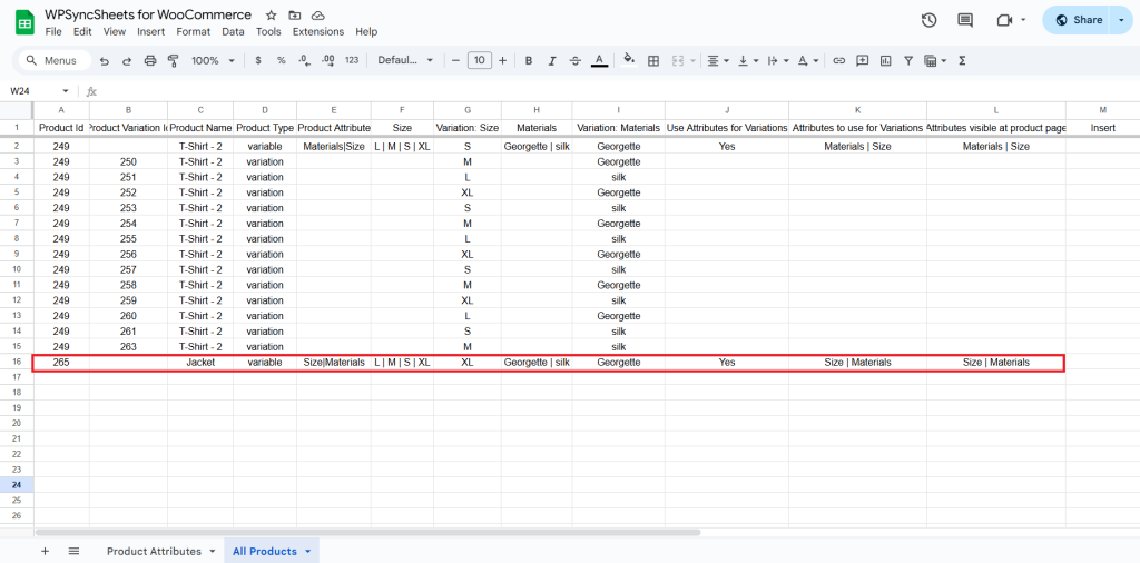 Final Spreadsheets