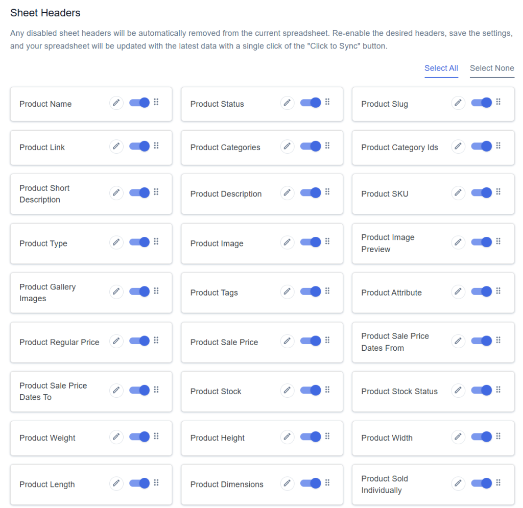 Sheet Headers