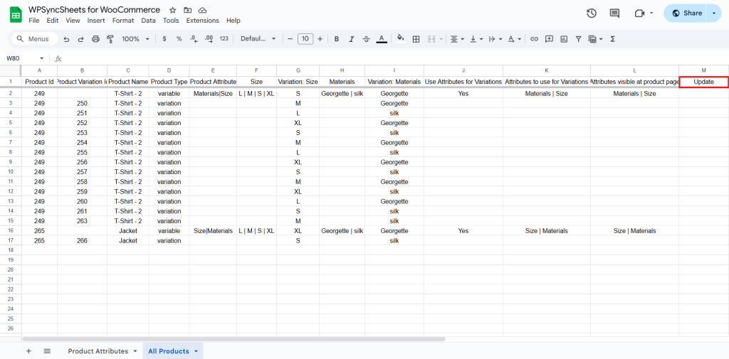 Update Column Added