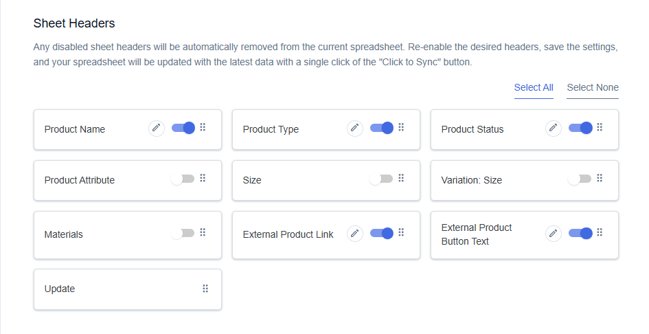 Sheet Headers