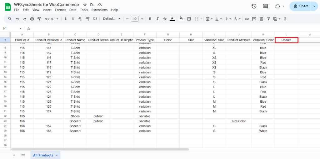 Update Google Sheet