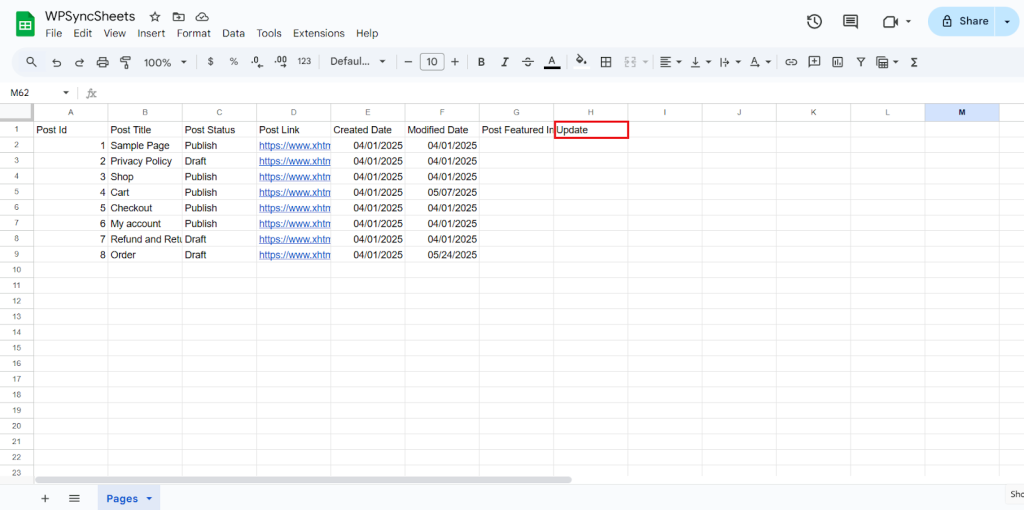 Update Google Sheet