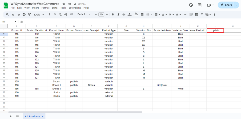 Update Google Sheet