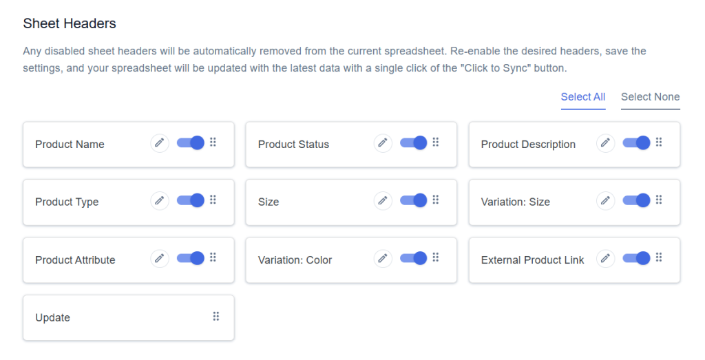 Sheet Headers