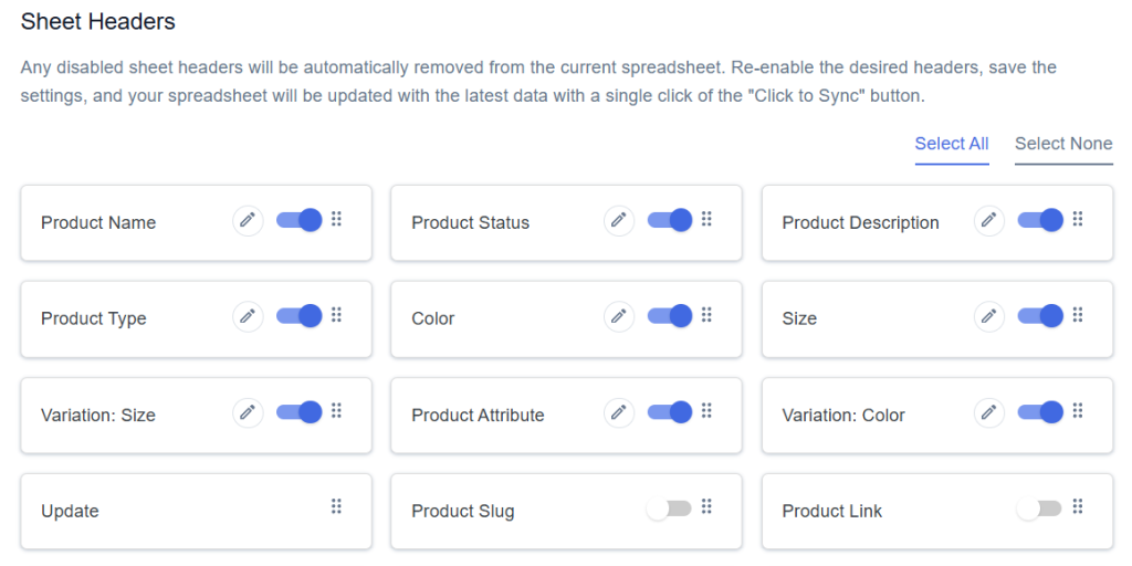 Sheet Headers