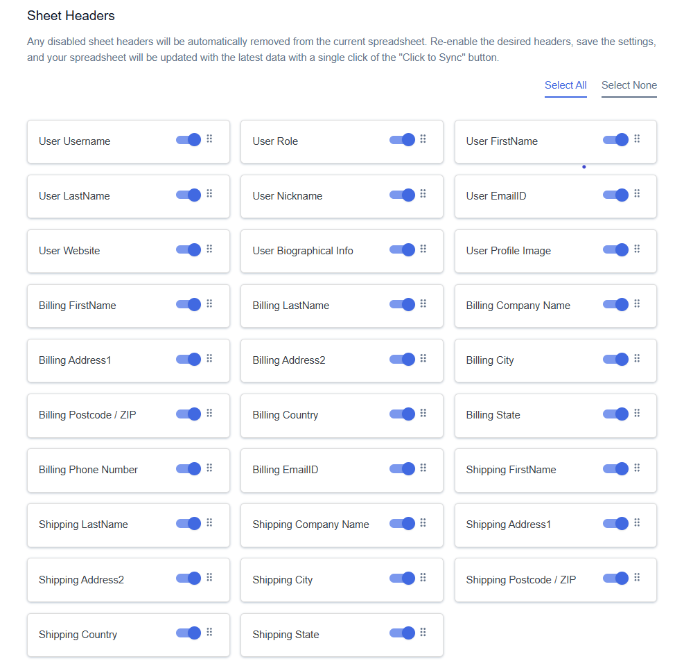 Sheet Headers