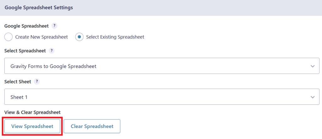 View Spreadsheet