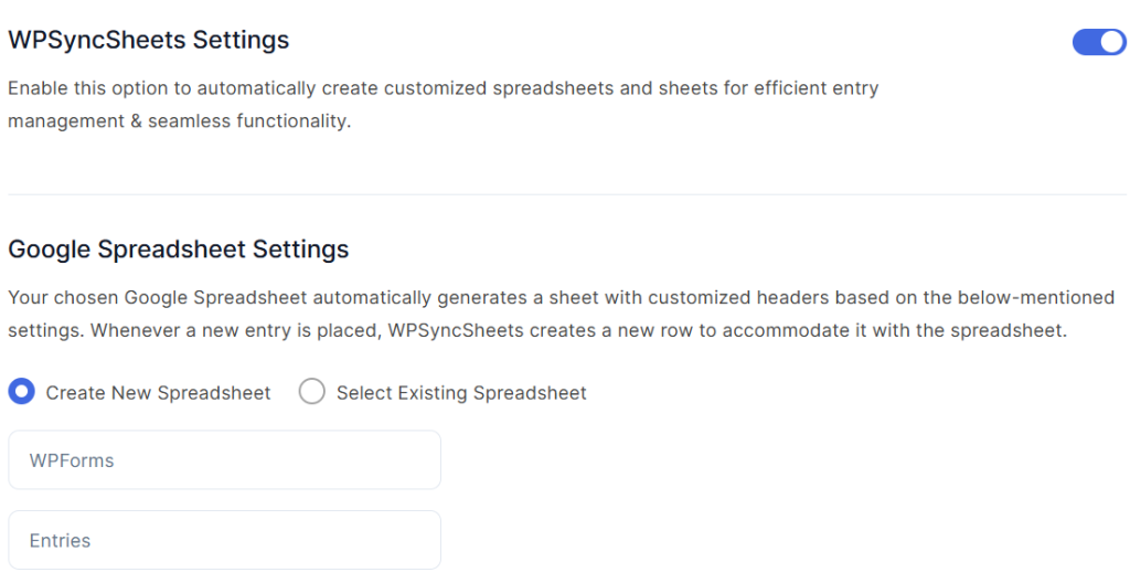 Create New Spreadsheet