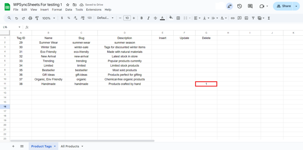 Delete Column Sheet