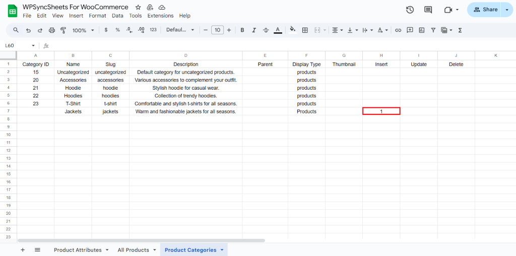 Insert Google Sheet
