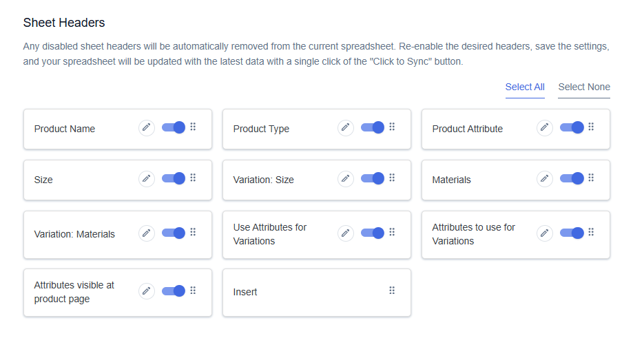 Sheet Headers