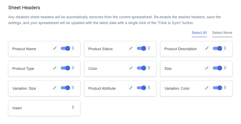 Sheet Headers