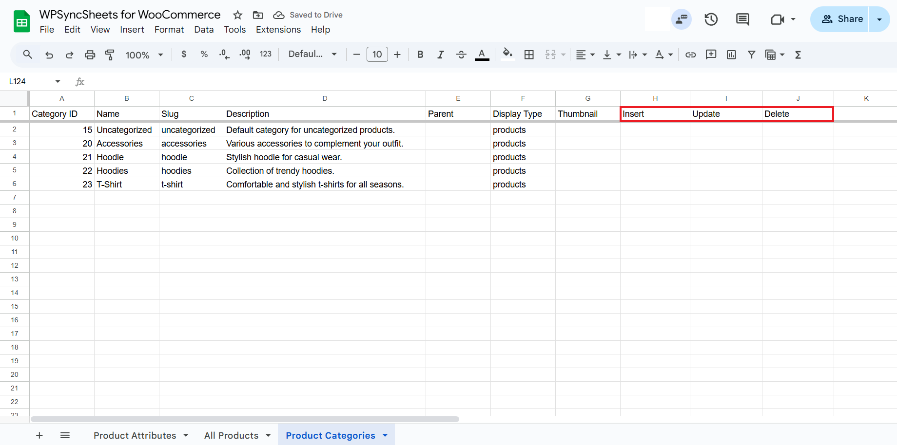 Original Spreadsheet