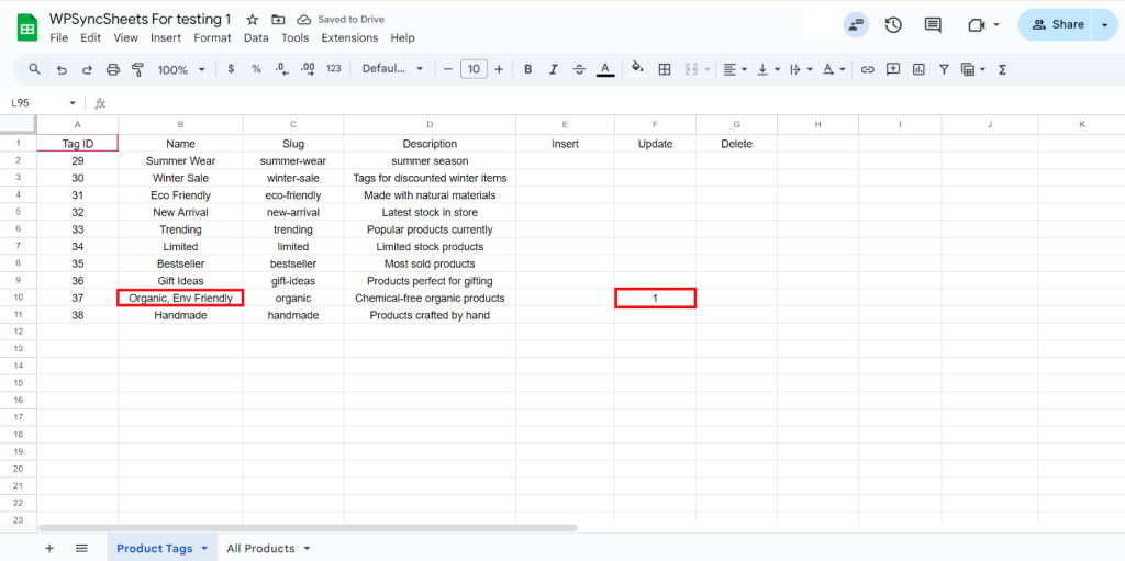 Update Column Sheet