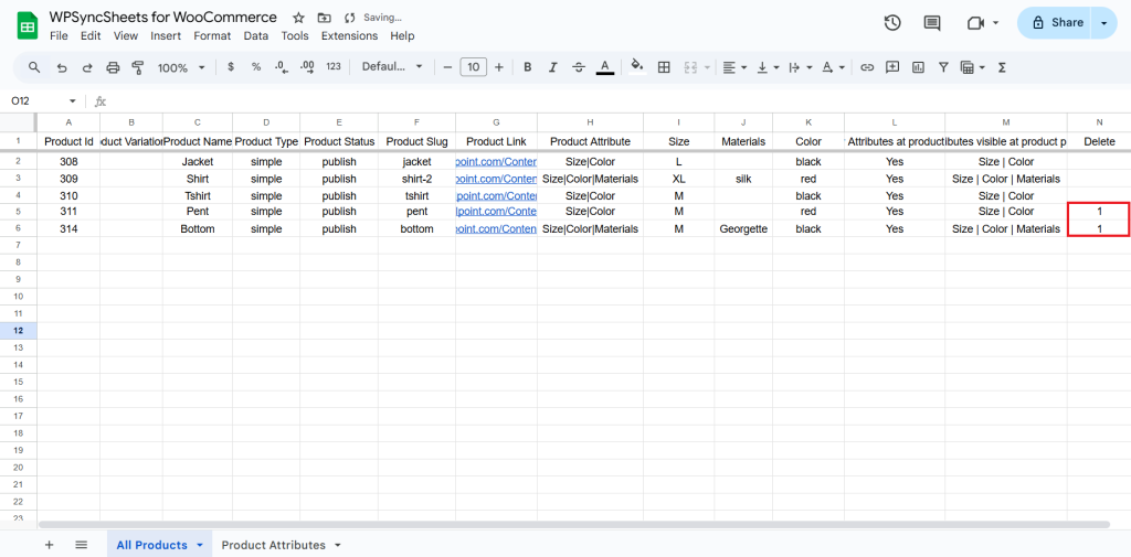 Type 1 Delete Column
