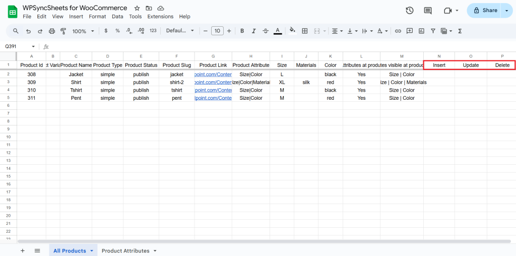 Original Spreadsheet