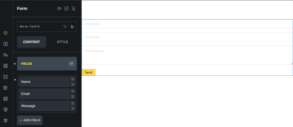 Open the form Settings